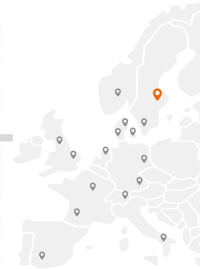 Map of Europe showing intervention locations